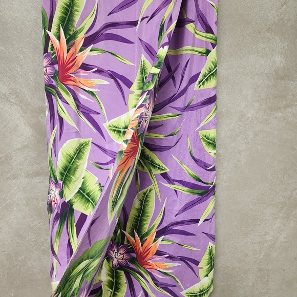 Women's 100% Silk Bold Floral Print Faux Wrap Skirt Size 4 - Picture 5 of 11